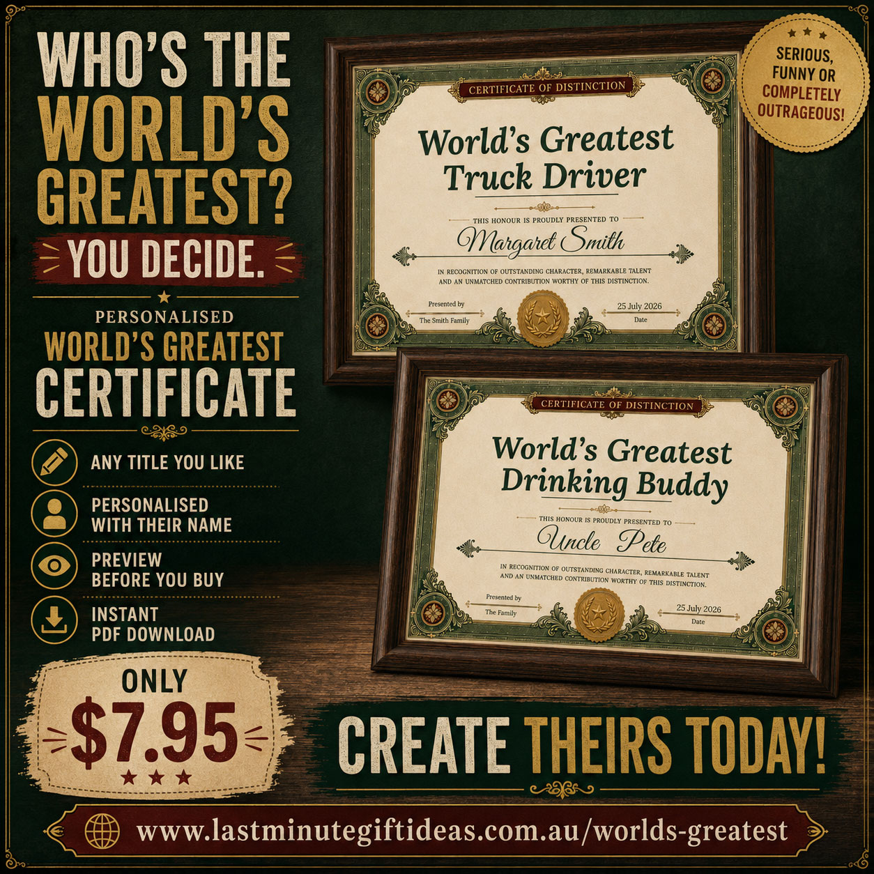 World’s Greatest Personalised Certificate