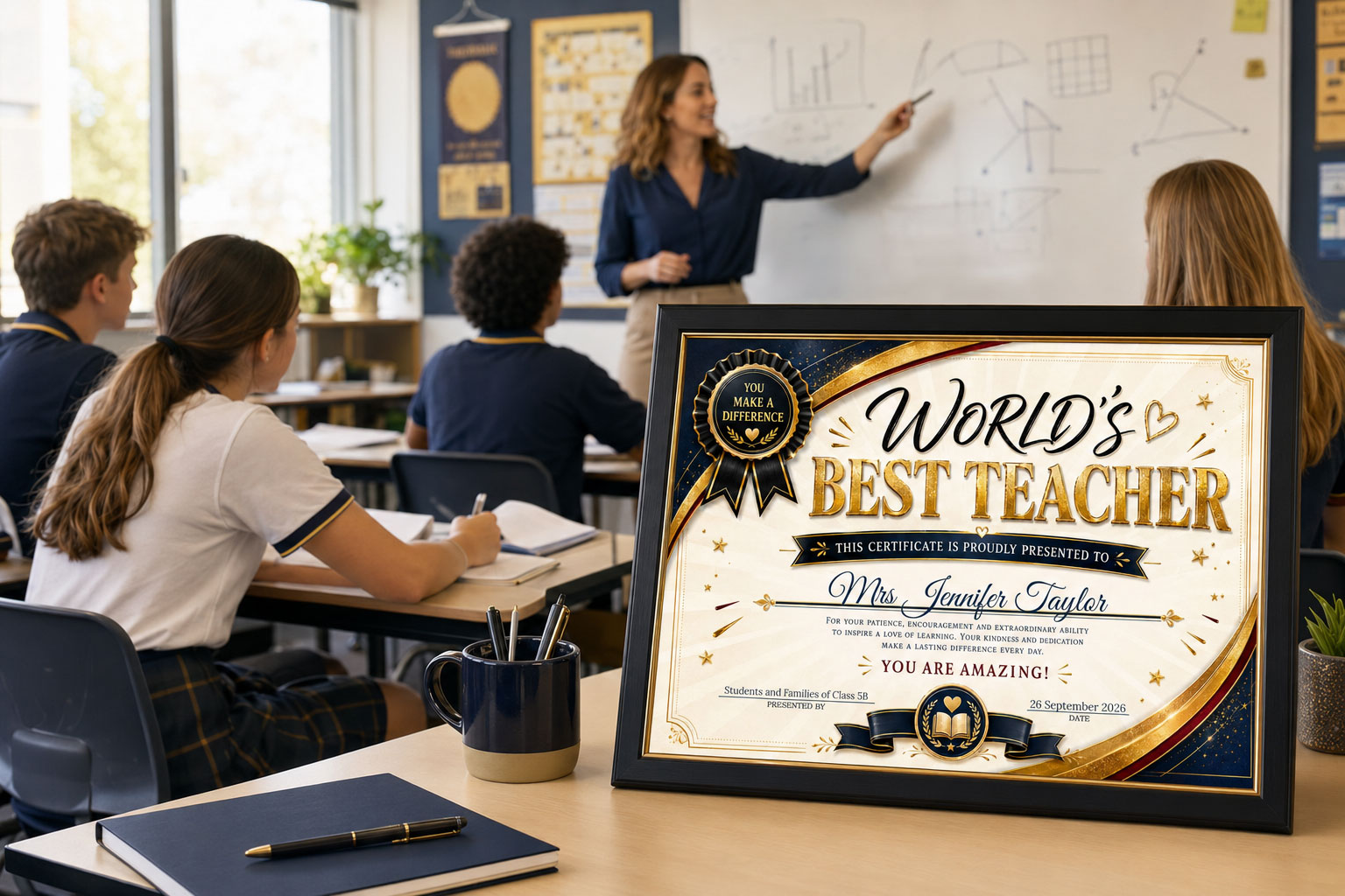 World’s Best Teacher personalised certificate